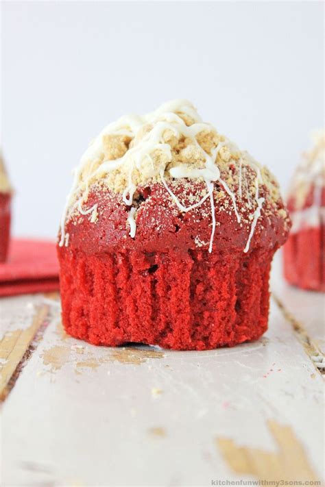 Red Velvet Muffins With Streusel Topping Kitchen Fun With My Sons