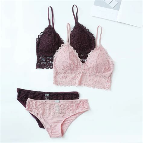 Sexy French Style Bra Set Wireless Seamless Pad Bralette Panties Set