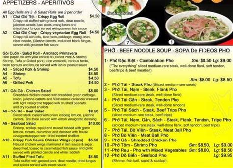 Menu At Pho Viet Restaurant Hillsboro