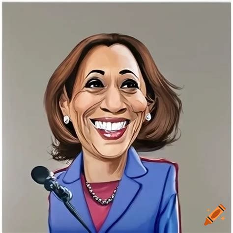 Political Cartoon Featuring Kamala Harris With Distinctive Smile On Craiyon