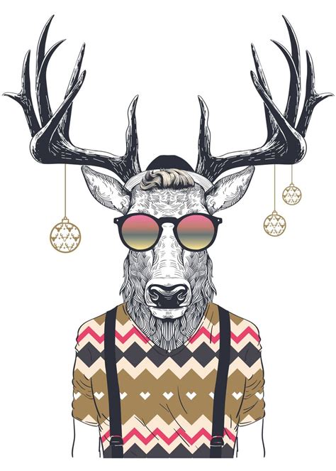 Christmas Deer 1 Poster Picture Metal Print Paint By Brian Biscow