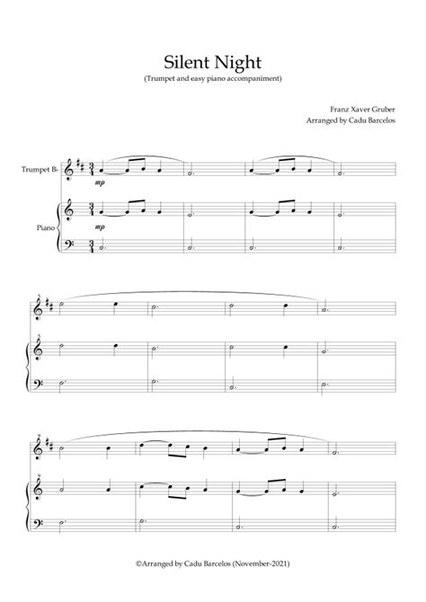 Silent Night Trumpet Bb And Piano Arr Cadu Barcelos Sheet Music