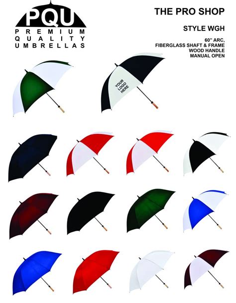 60″ Fiberglass Wood Handle Golf Umbrellas – Variety of Colors! – Premium Quality Umbrellas