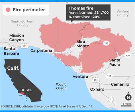 Cal Fire Thomas Fire Map - Map