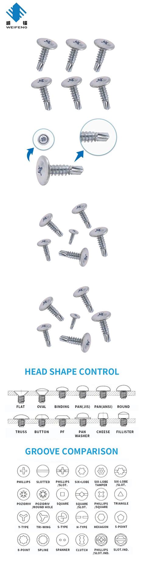 Modified Truss Wafer Phillips Head Tek Roofing Self Drilling Screws