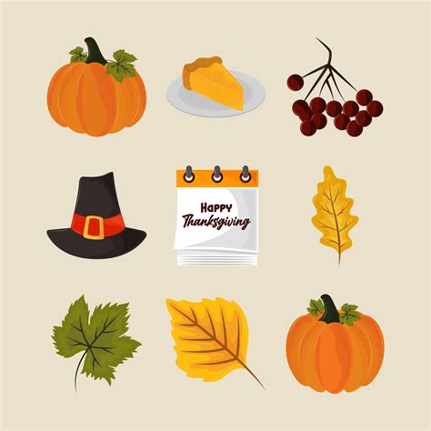 thanksgiving icons collection 4230012 Vector Art at Vecteezy