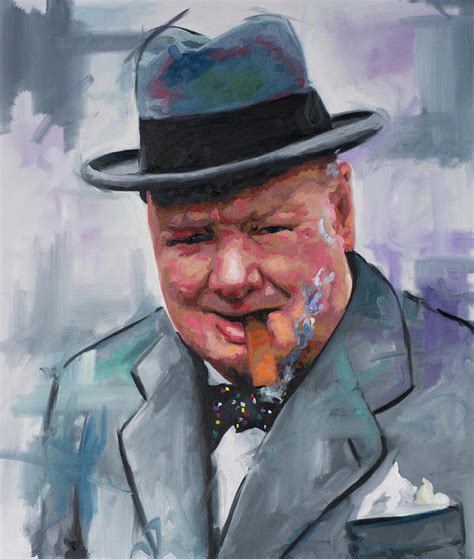 Winston Churchill Cigar Painting by Richard Day