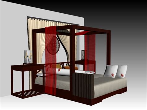 Chinese Style Four Poster Bed 3d Model 3dsmax Files Free Download Cadnav