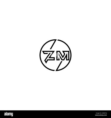 Zm Simple Outline Concept Logo And Circle Of Initial Design Black And