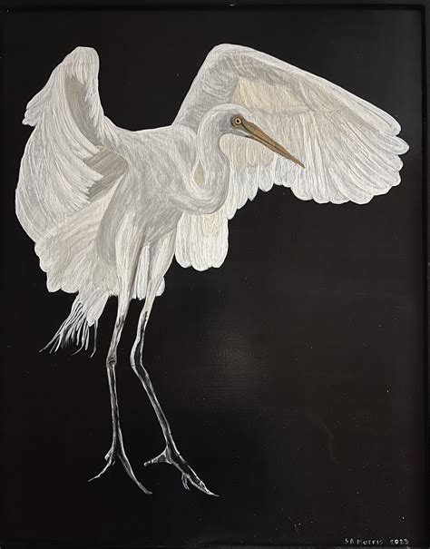 Heron Painting, Fine Art, Original Art, Painting on Canvas, Bird Painting, Framed Art, Wall, Art ...