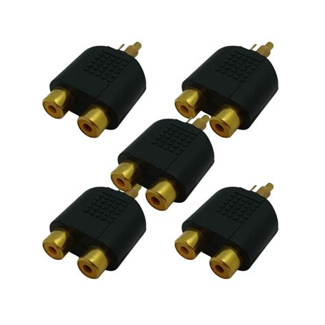 KIT 5 Peças Adaptador RCA Macho P 2 Jack RCA Fêmea