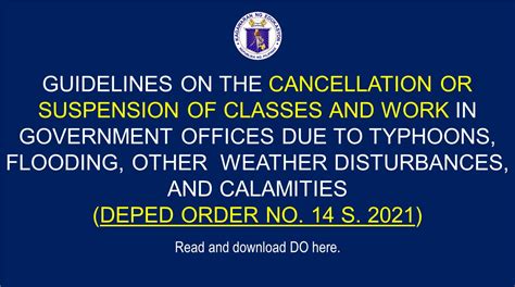 Guidelines On The Cancellation Or Suspension Of Classes And Work In