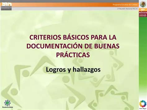 Ppt Criterios B Sicos Para La Documentaci N De Buenas Pr Cticas