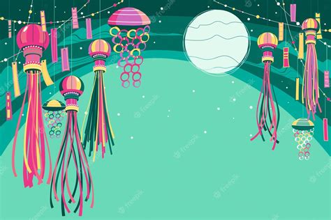 Free Vector Flat Tanabata Background With Ornaments