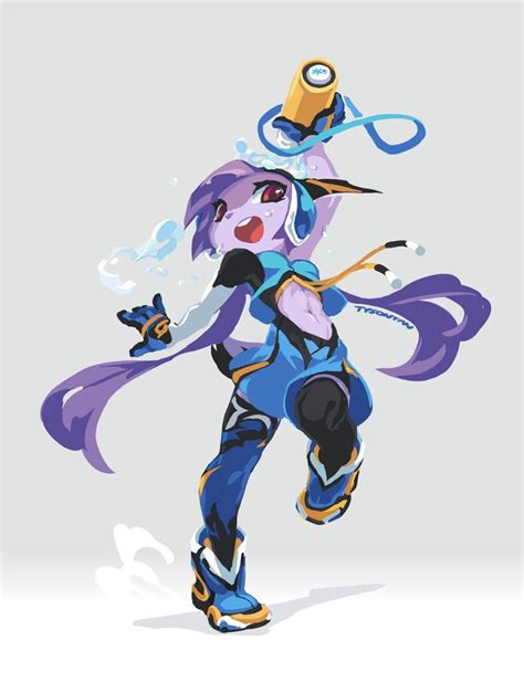 The Character Is Running With Her Hair Blowing In The Wind And She Has Long Purple Hair