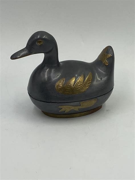 Chinese Pewter Duck Container The Top Pulls Apart From The Bottom And