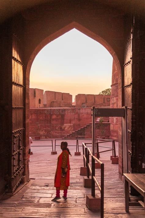 Entrance Gate To The Agra Fort Agra At Sunset Editorial Photography