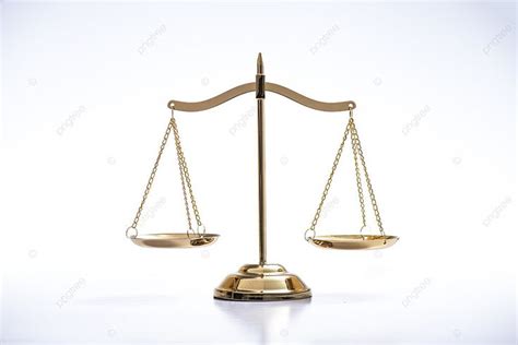 A Golden Balance Scale Sitting On Top Of A White Table