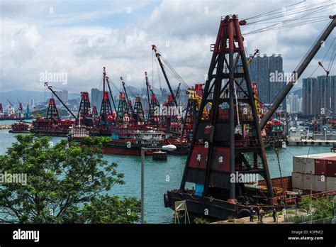 Dredging Barges For Land Reclamation Using Derrick Cranes In Victoria