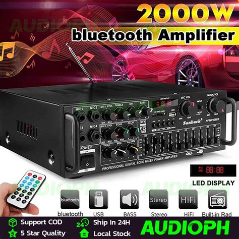 Sunbuck 220V 2000W 326BT Home Stereo Audio Amplifier Bluetooth 2CH EQ