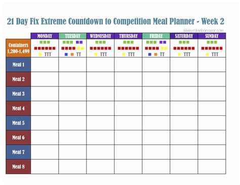 21 Day Fix Printable Meal Planner