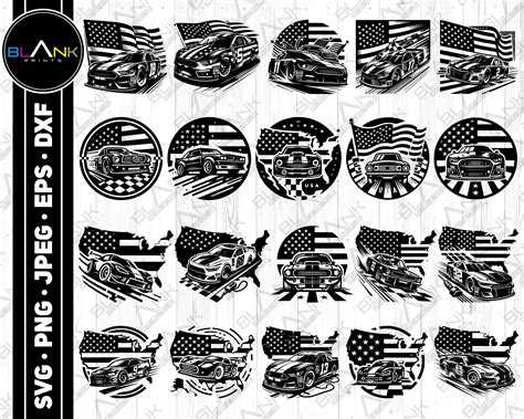 Car Racing Bundle Svg Png Jpeg Eps Dxf Bundle Silhouette Clipart Cricut