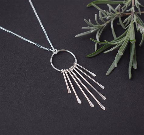 Silver Tassel Necklace Fringe Necklace Long Silver Pendant Etsy Handmade Jewelry T