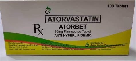 Atorbet Atorvastatin 10mg Film Coated Tablet 100s Price In The