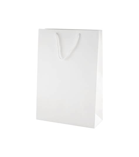 White Laminated Paper Carrier Bags With Handles Medium Tall