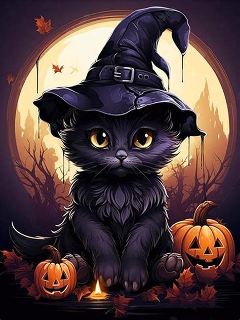 Amazon Igoodom Halloween Cat Diamond Painting Art Kit For Adults