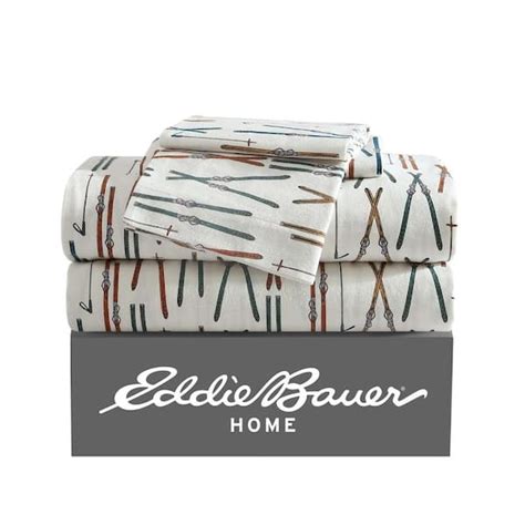 Eddie Bauer Ski Line 4 Piece White Cotton Flannel King Sheet Set Ushsa01263083 The Home Depot