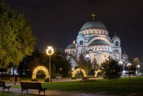 Church of Saint Sava at Night, in Belgrade, Serbia Stock Image - Image ...