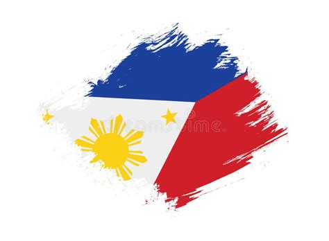 Philippines Flag With Abstract Paint Brush Texture Effect On White