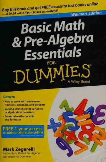 Basic Math And Pre Algebra Essentials For Dummies Zegarelli Mark