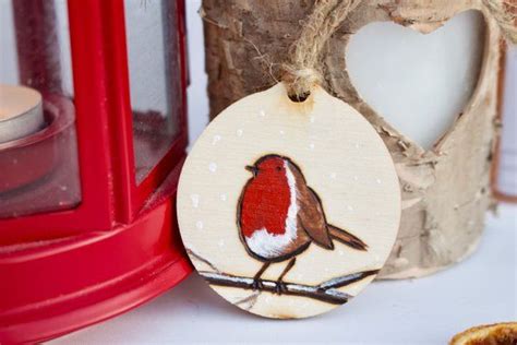 Robin Christmas Tree Ornament Hand Painted Christmas Robin Etsy