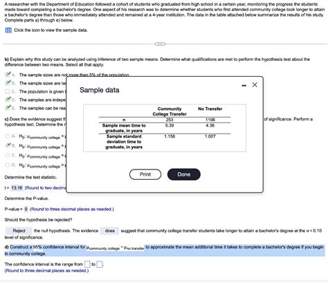 Solved A Researcher With The Department Of Education Chegg