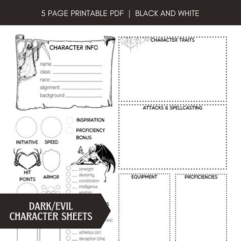 Necromancer Character Sheet Etsy