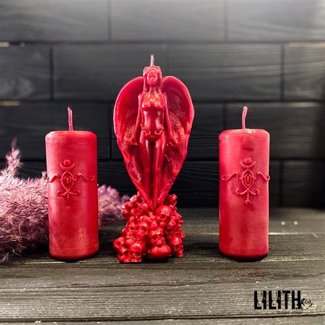 Set Of 3 Lilith Beeswax Ritual Candles Figurine Candle 2 Altar Ama Lilith Candles Lilith