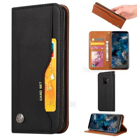 For Samsung Galaxy S9 G960 Pu Leather Wallet Stand Case Accessory Black Wholesale Tvcmall