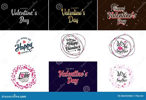 Hand Drawn Black Lettering Valentine S Day And Pink Hearts On White