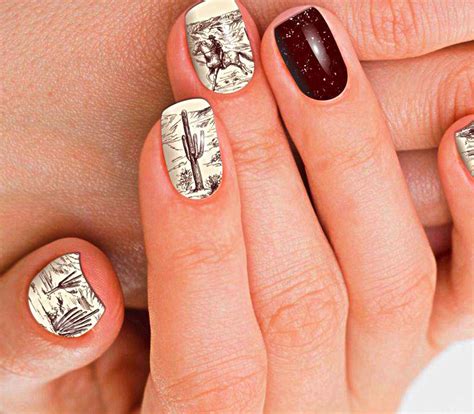 Retro Rodeo Nail Wraps Real Nail Polish Stickers Long Lastingwestern Fashion