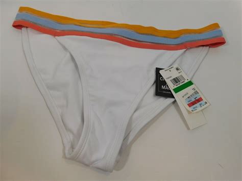 Nwt Hula Honey Three Stripes Youre Out Bikini Bottom Junior S L White