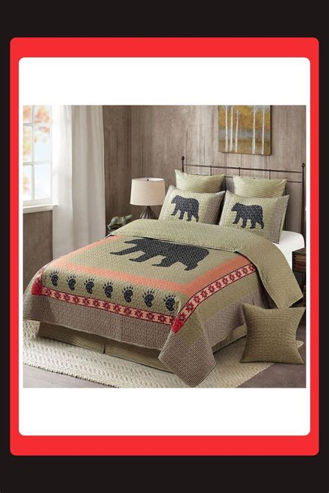 Virah Bella 3 Piece Full Queen Cabin Quilt Bedding Set Bear And Paw