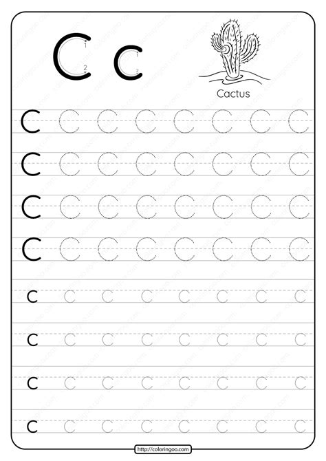 Printable Dotted Letter C Tracing Pdf Worksheet