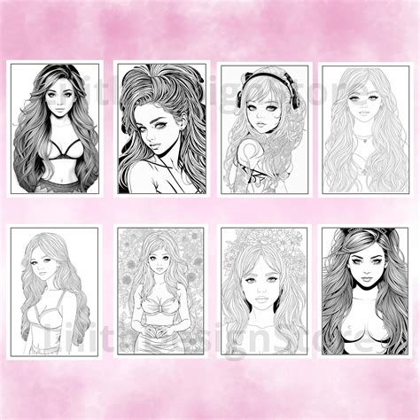 Beautiful Women Colouring Page Coloring Page For Adults Grayscale