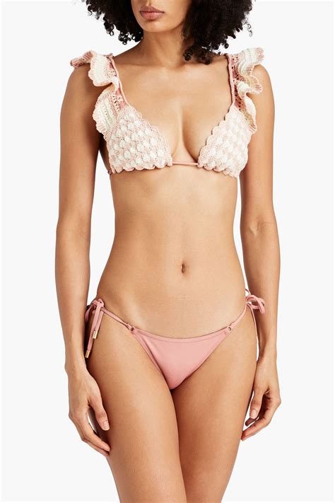 Zimmermann Ruffled Crocheted Triangle Bikini The Outnet