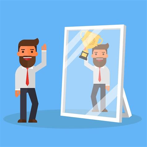 Premium Vector Business Man See Himself Being Successful In A Mirror