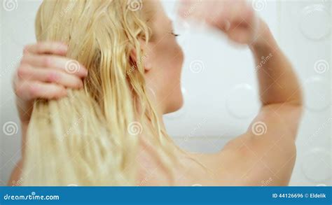 Gorgeous Woman Washing Hair With Shampoo In Shower Bath Stock Footage Video Of Shower Health