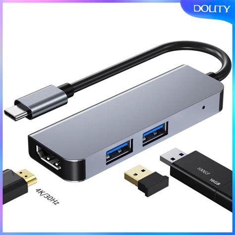 3 In 1 อะแดปเตอร์ฮับ Usb C พร้อม 4k Hdmi 1 Usb 30 1 พอร์ต Usb 20 ความเร็วสูง Dolityth