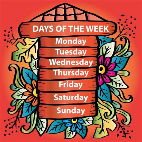 Days Of The Week Poster Design For Classroom Decoration